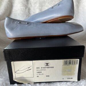 BRAND NEW vintage Chanel lt. blue ballerina shoes